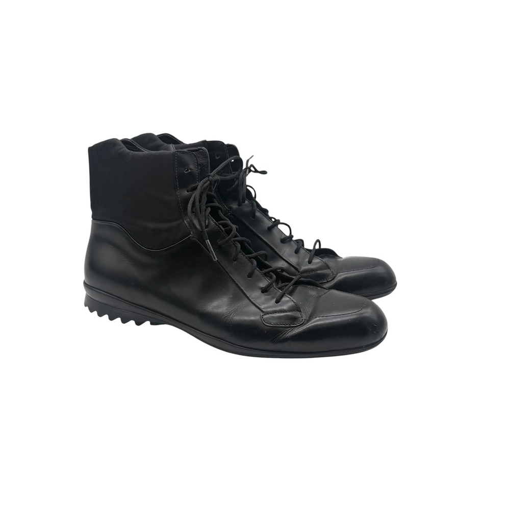 Prada Mens Black Leather High Top Boots 2T 1323 Size‎ 9